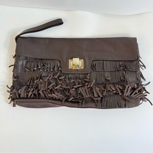 Kate Spade Brown Fringe Clutch Bag